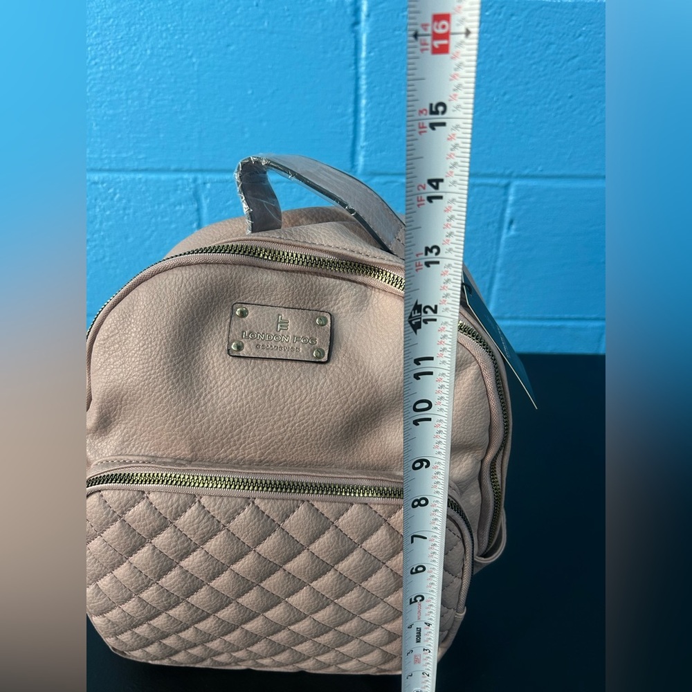 London Fog Eldie Pebble Backpack Mauve Faux Leather NWT - Picture 8 of 9